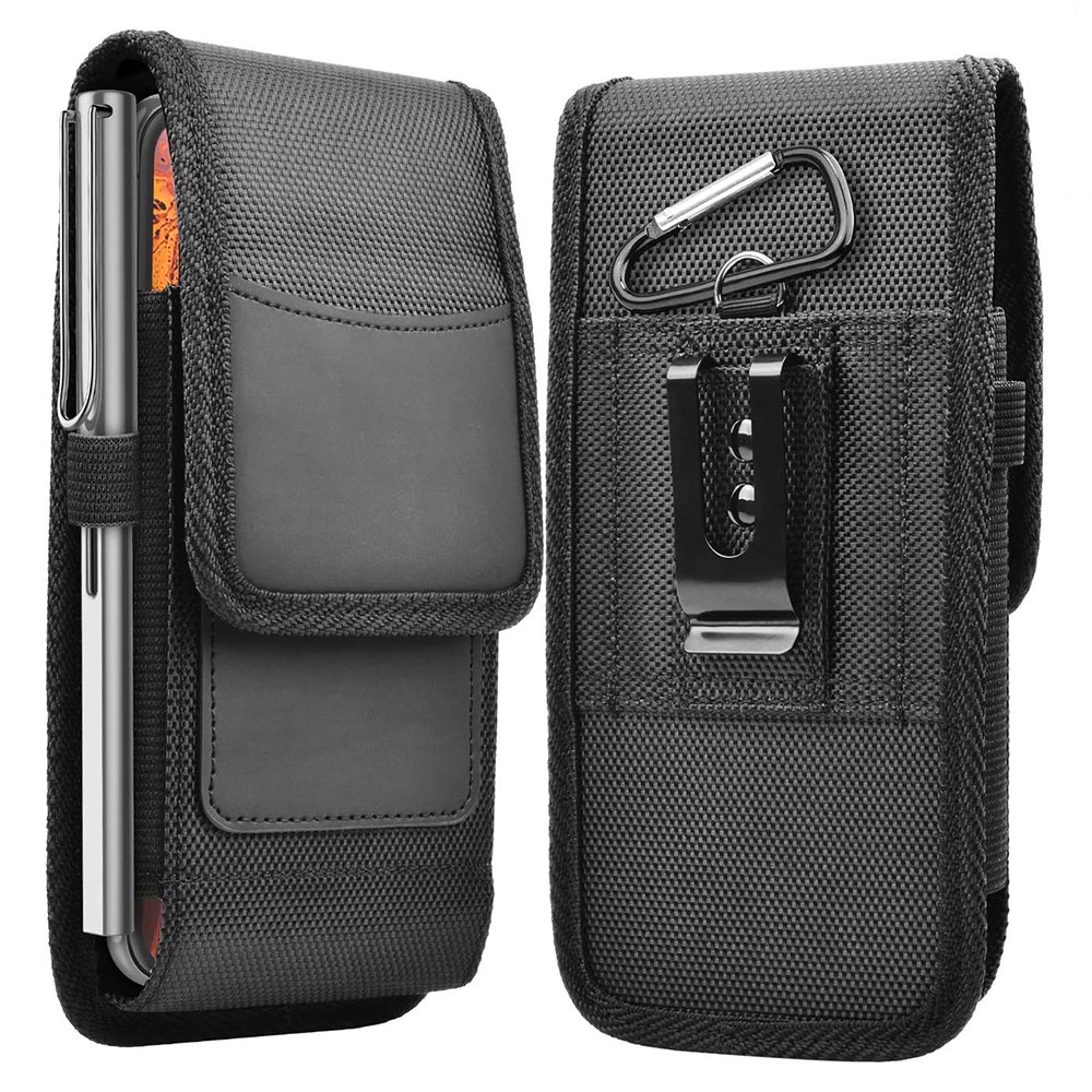 

Nylongürtel -holster Schwarzer Handyhalter Gürtel Clip Hülle Beutel Oxford Stoff Vertikaler Taille Telefontasche, Größe: l., Universal
