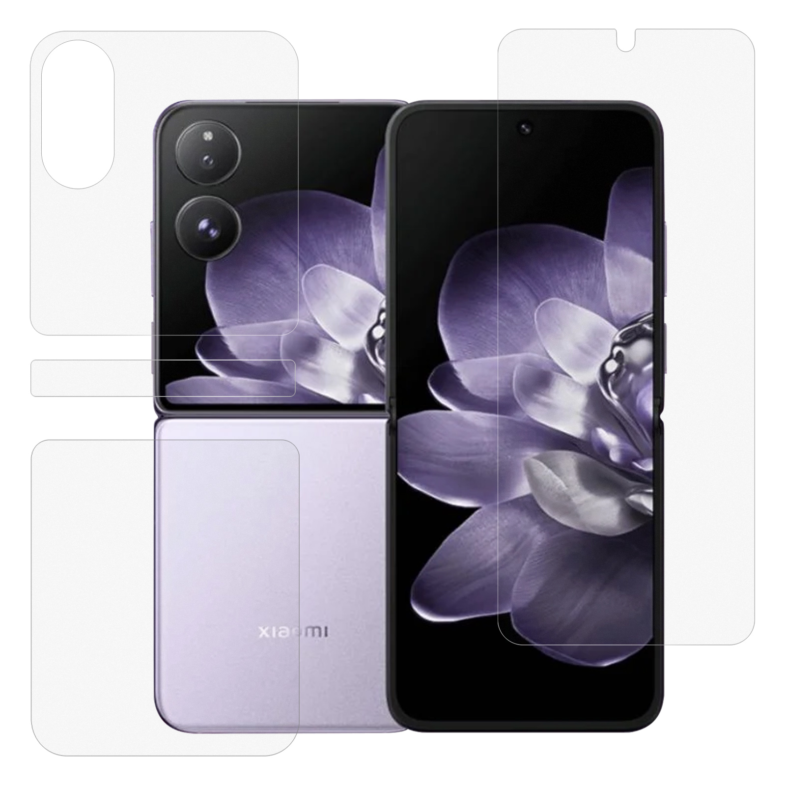 1 Set For Xiaomi Mix Flip 5G Matte Anti-Fingerprint Screen Protector Inside + Front + Back Full Cover Soft TPU Film