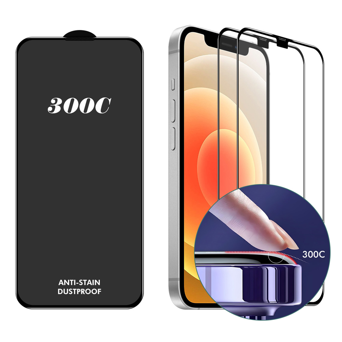 ENKAY HAT-PRINCE 2PCS For iPhone 12 Pro Max Screen Protector 300C Large Arc Silk Print High Aluminium-Silicon Glass Film