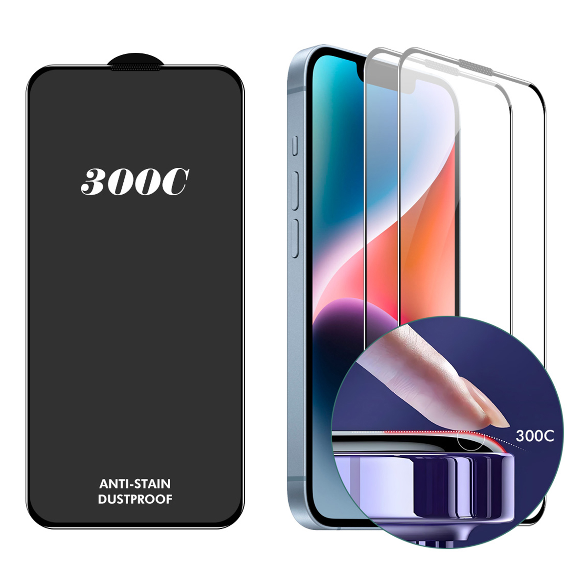 ENKAY HAT-PRINCE 2PCS For iPhone 14 Plus  /  13 Pro Max Screen Protector 300C Large Arc Silk Print High Aluminium-Silicon Glass Film