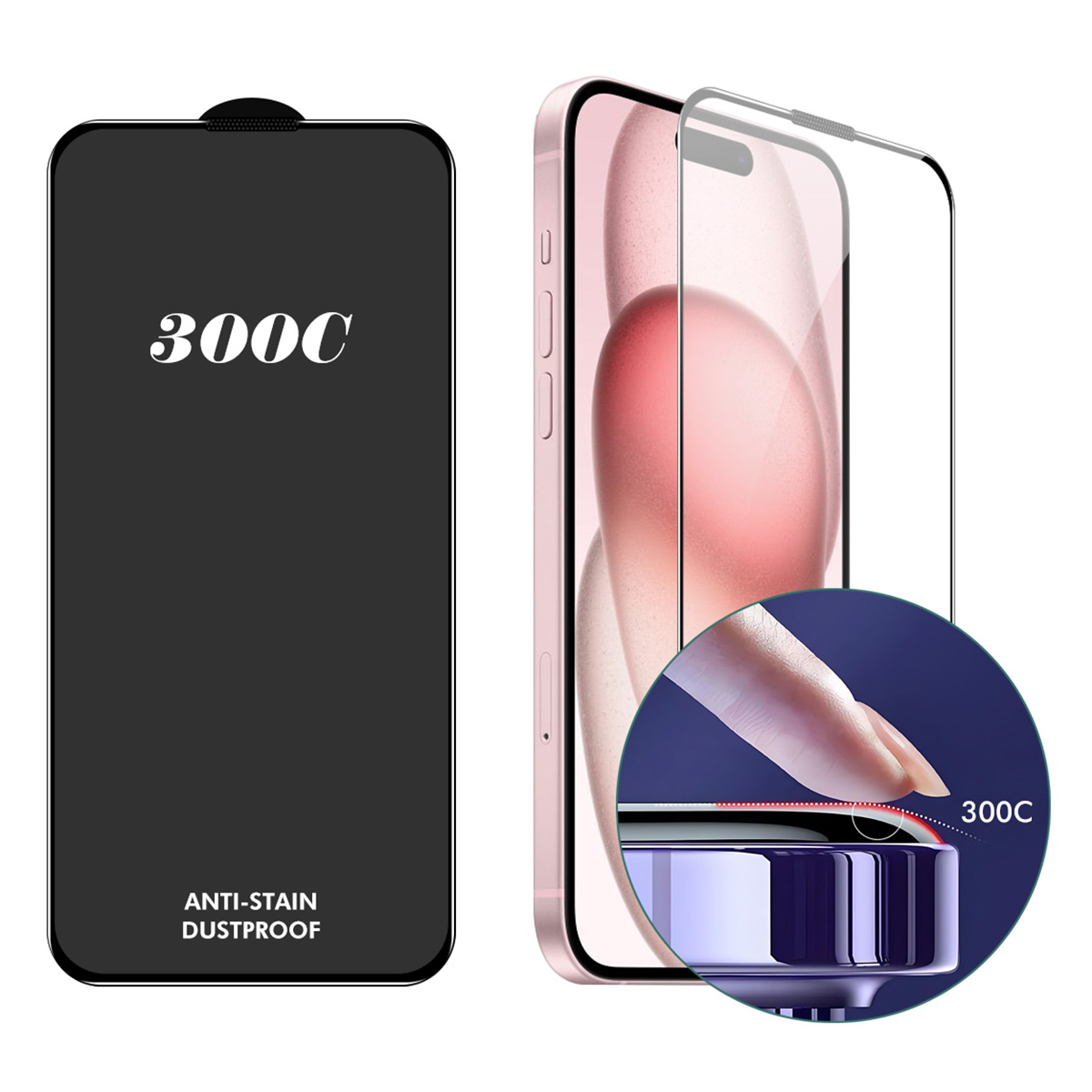 ENKAY HAT-PRINCE For iPhone 16 / 15 Screen Protector 300C Large Arc Silk Print High Aluminium-Silicon Glass Film