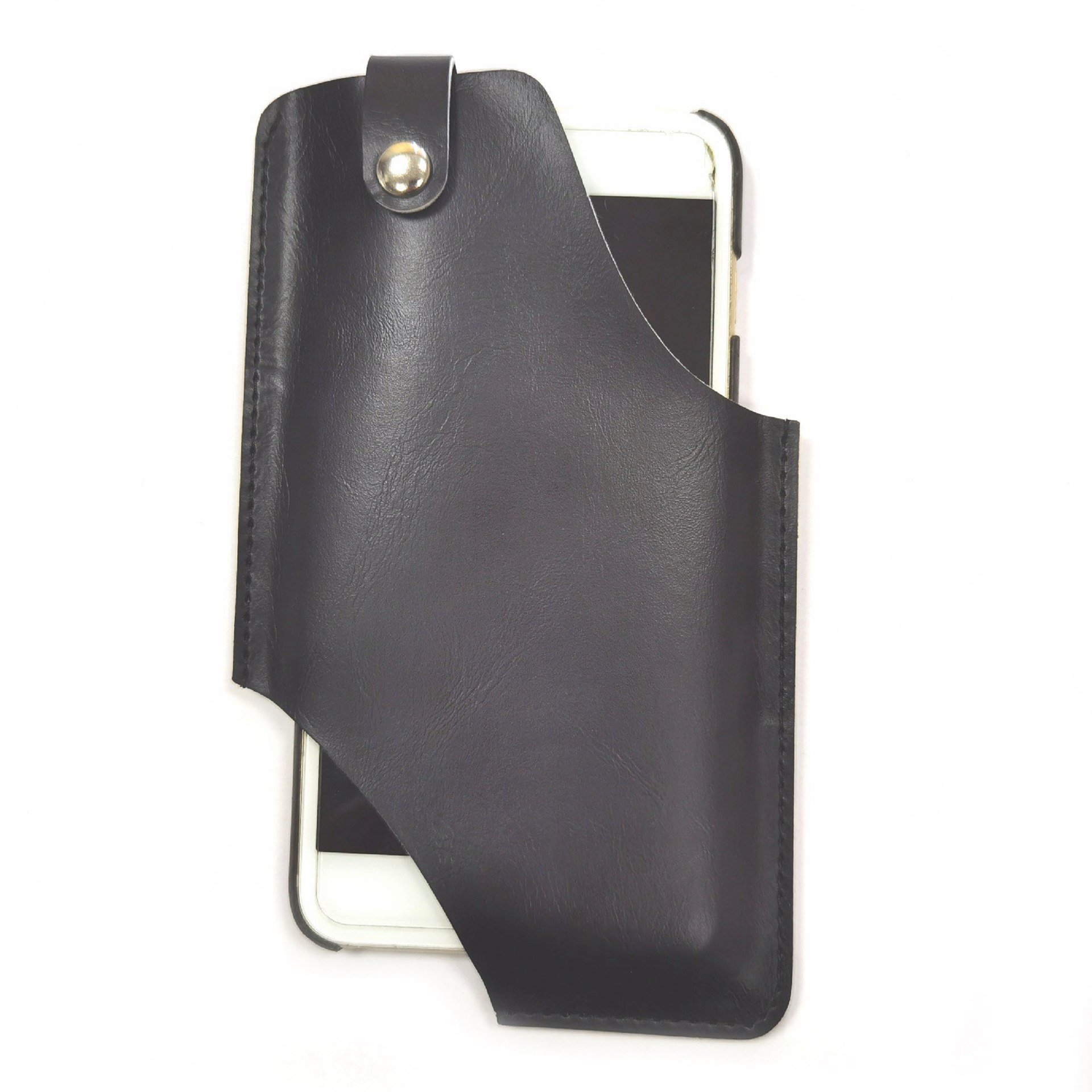

Leichte Taille Telefontasche Für Männer PU Leder Belt Telefon Beutel Hohles Design Tragbarer Handy -hülle (größe: L) - Schwarz, Universal