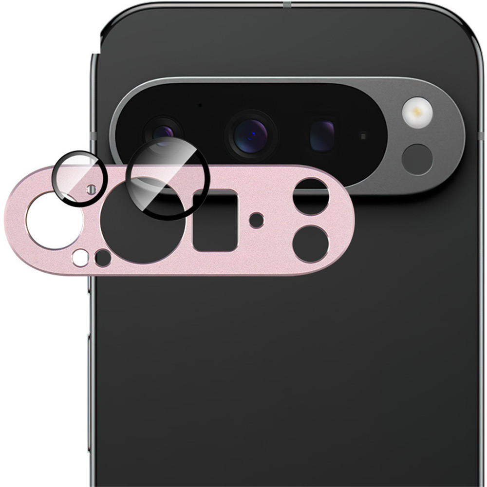 IMAK For Google Pixel 9 Pro XL Camera Lens Film Metal Lens Cap+Tempered Glass Lens Protector - Pink