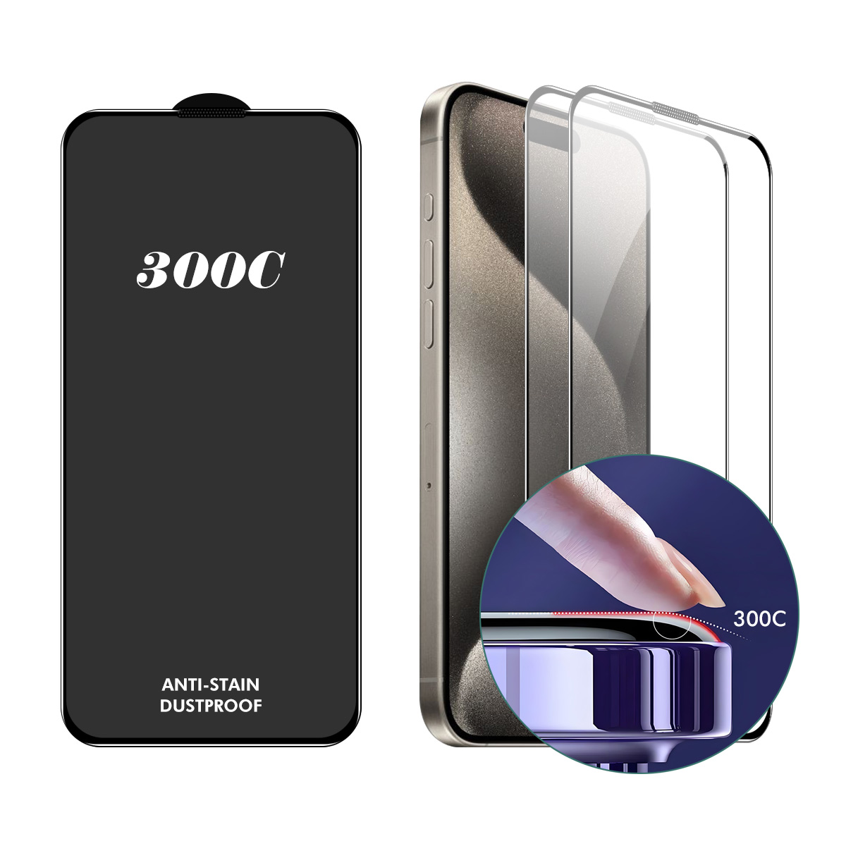 ENKAY HAT PRINCE For iPhone 16 Pro Max  2pcs Screen Protector 300C Large Arc Silk Print High Aluminium-Silicon Glass Film - Transparent