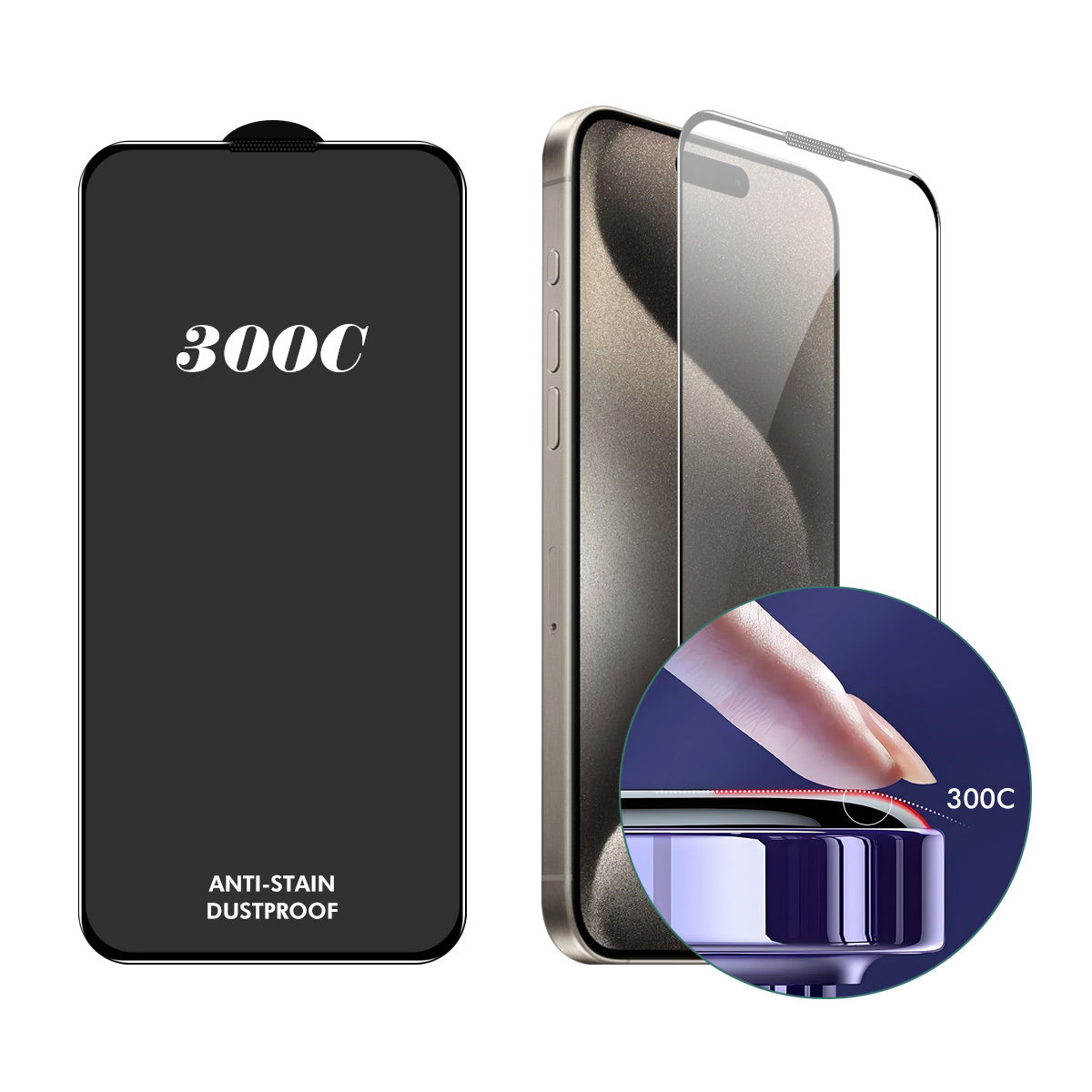 ENKAY HAT PRINCE For iPhone 16 Pro Max  Screen Protector 300C Large Arc Silk Print High Aluminium-Silicon Glass Film - Transparent
