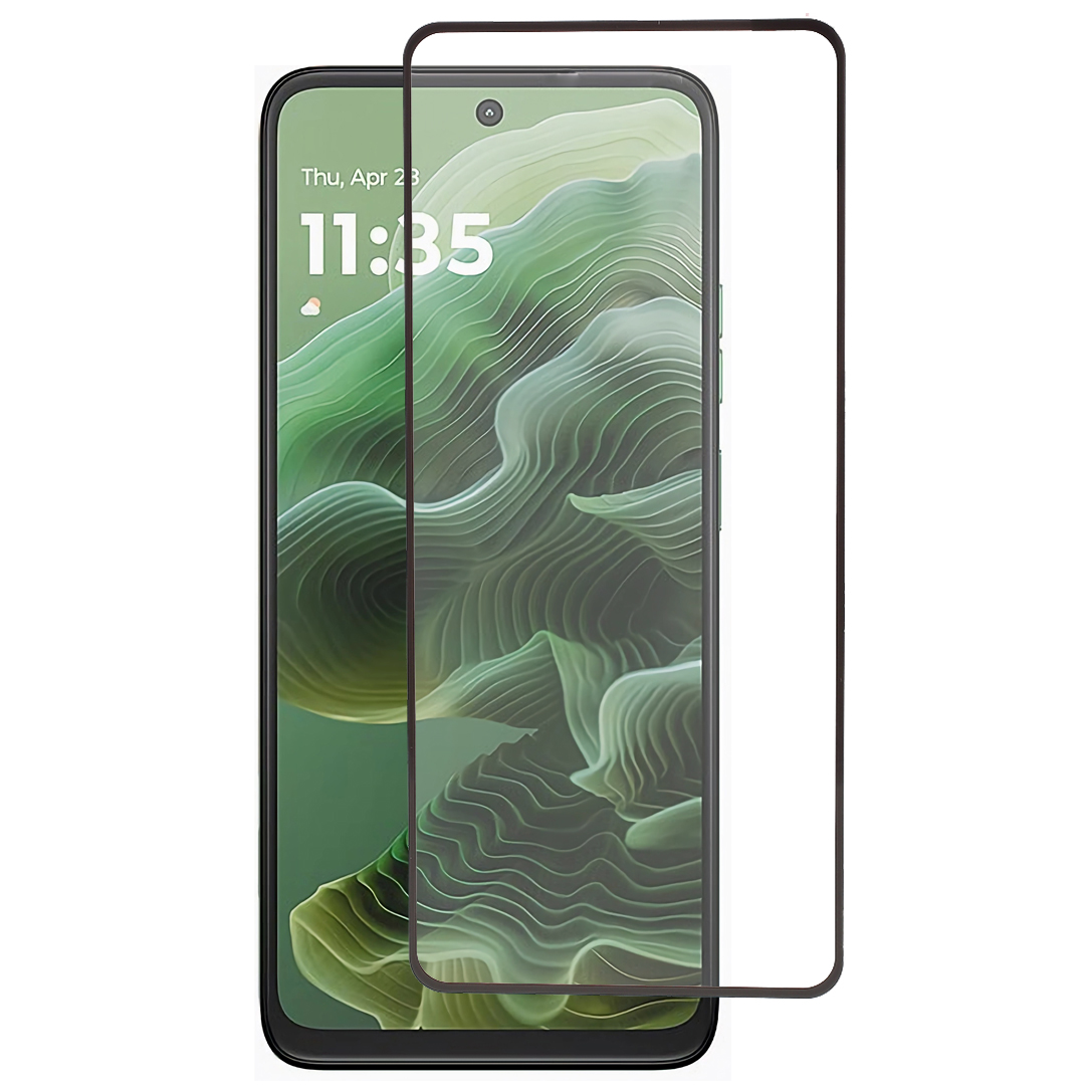 For Motorola Moto G35 5G Tempered Glass Electroplating Anti-Fingerprint Silk Printing Full Glue Screen Protector