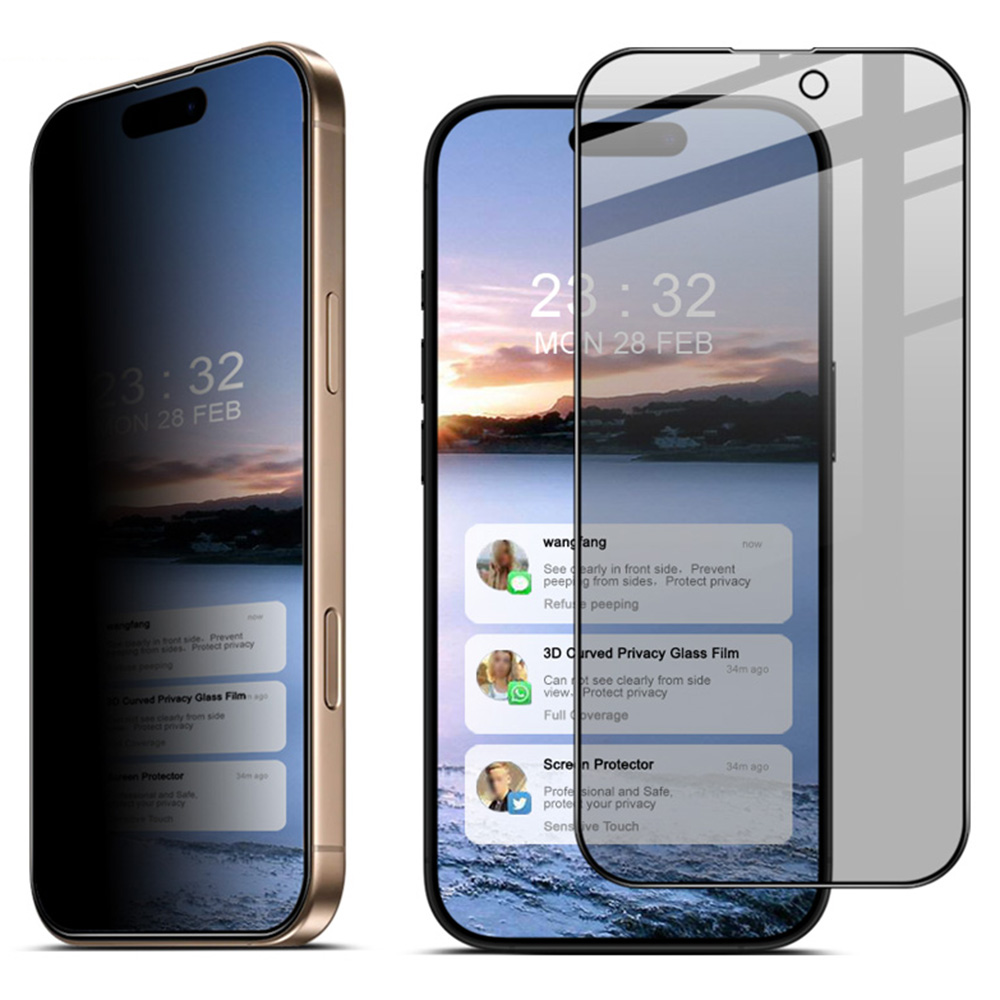 IMAK For iPhone 16 Pro Anti-Peep Tempered Glass Screen Protector Full Coverage