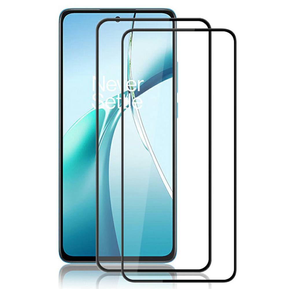 AMORUS 2Pcs For OnePlus Nord CE4 Lite 5G Screen Protector Shatterproof Silk Printing Tempered Glass Film - Black