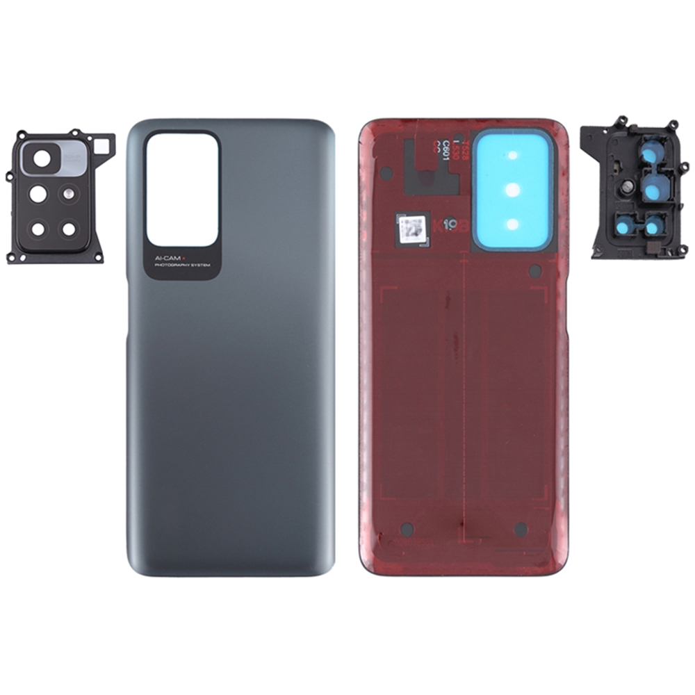 For Xiaomi Redmi 10 4G (2021)  /  10 2022 4G  /  10 Prime  /  Redmi Note 11 4G Back Battery Housing Cover with Camera Ring Lens Cover Spare Part - Bla