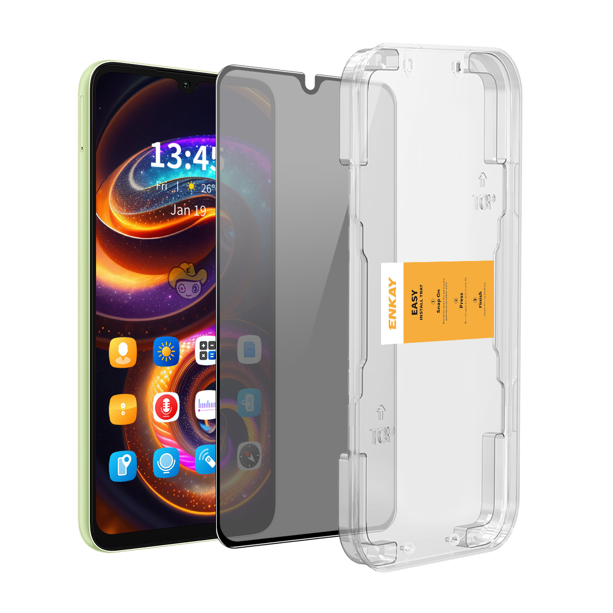 ENKAY HAT PRINCE For Xiaomi Poco C75 4G / Redmi 14R 5G / 14C 4G Anti-Spy Film   Silk Printing Tempered Glass Screen Protector with Installation Tool