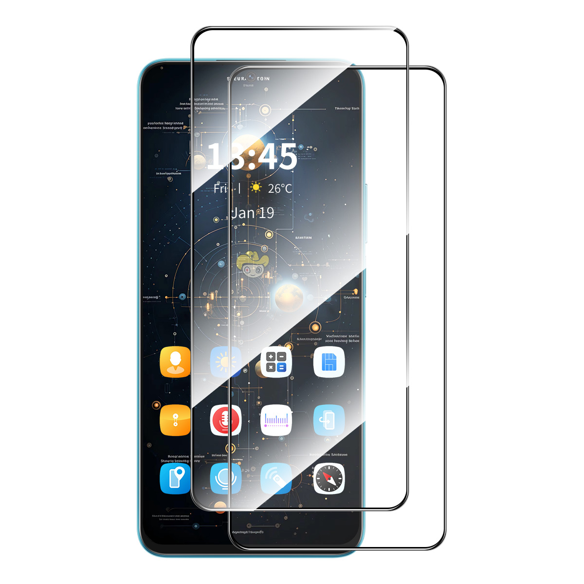 ENKAY HAT PRINCE For Motorola Moto G75 5G 2Pcs Screen Protector   9H Silk Printing 0.26mm Tempered Glass - Transparent