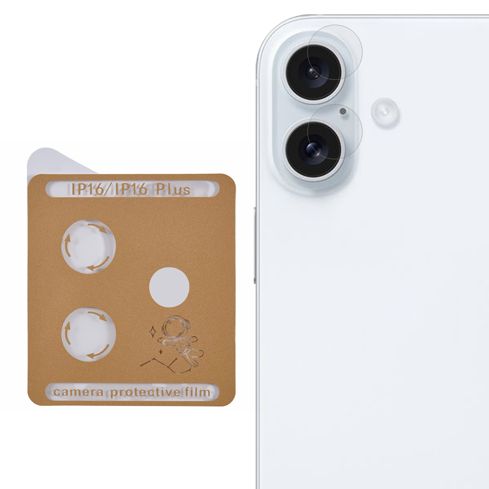 For iPhone 16 / 16 Plus Camera Lens Protector Tempered Glass Lens Film Precise Positioning Easy Installation