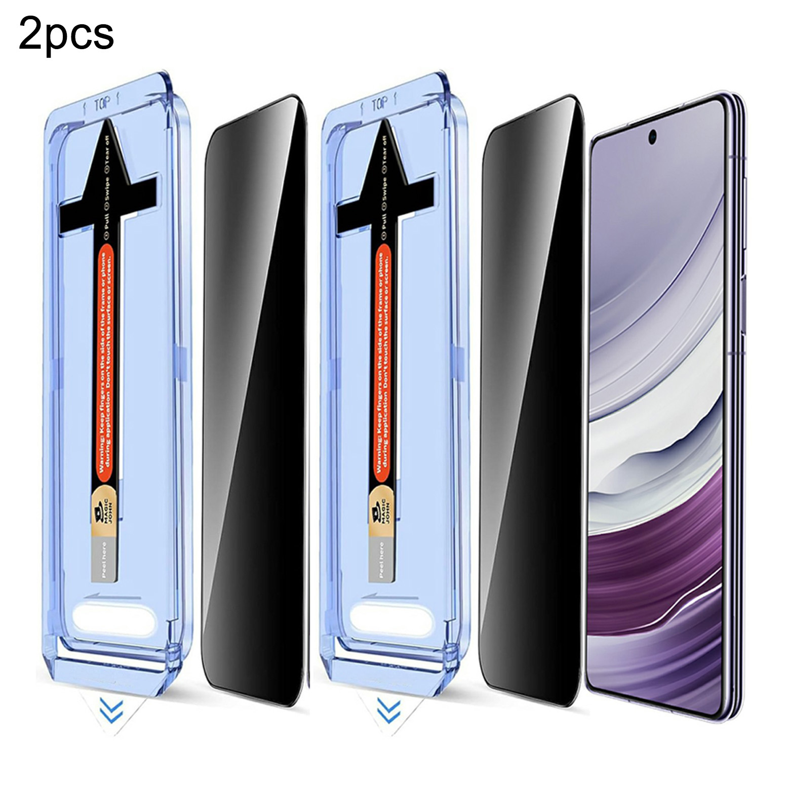 2 Sets For Samsung Galaxy S25+ / S24+ Anti Spy Tempered Glass Screen Protector with Automatic Dust Removal Tool