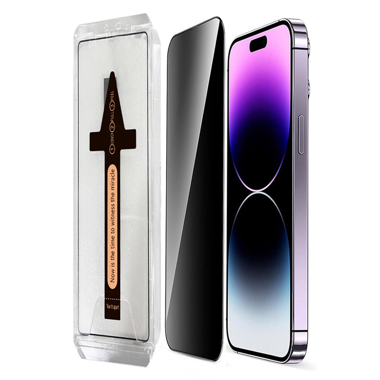 For iPhone 14 Pro Max Anti Spy Tempered Glass Screen Protector with Automatic Dust Removal Tool