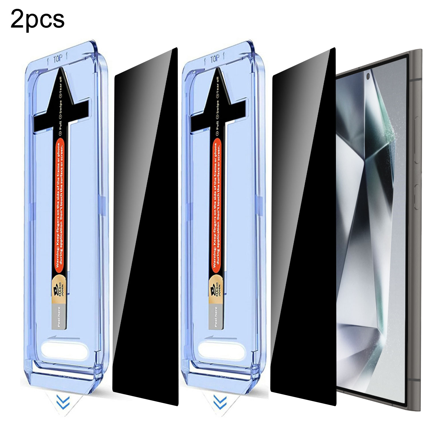 2 Sets For Samsung Galaxy S24 Ultra Anti Spy Tempered Glass Screen Protector with Automatic Dust Removal Tool