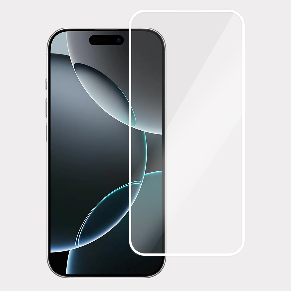 For iPhone 16 Pro Screen Protector Full Glue Electroplated White Edge High Aluminum Silicone Glass Film