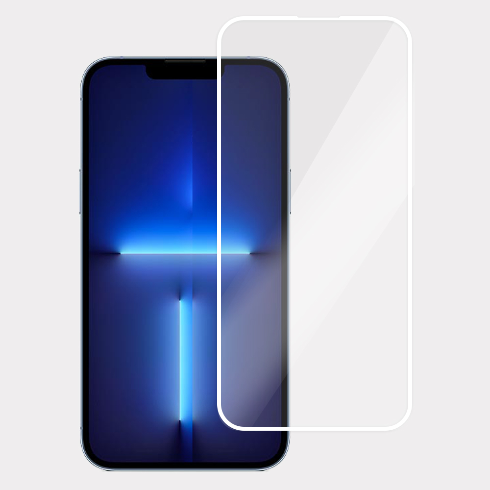 For iPhone 14 Plus / 13 Pro Max Screen Protector Full Glue Electroplated White Edge High Aluminum Silicone Glass Film