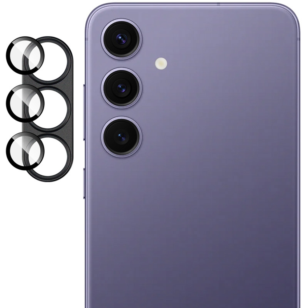 IMAK For Samsung Galaxy S25 Camera Lens Film Metal Lens Cap + Tempered Glass Lens Protector - Black
