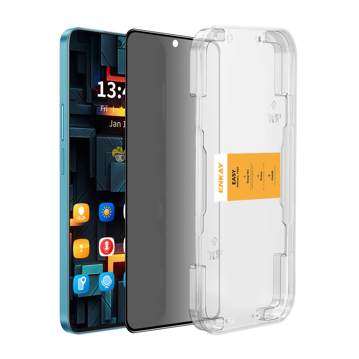 ENKAY HAT PRINCE For Samsung Galaxy A56 5G / Galaxy A36 5G Anti-Spy Film   Silk Printing Tempered Glass Screen Protector with Installation Tool - Grey