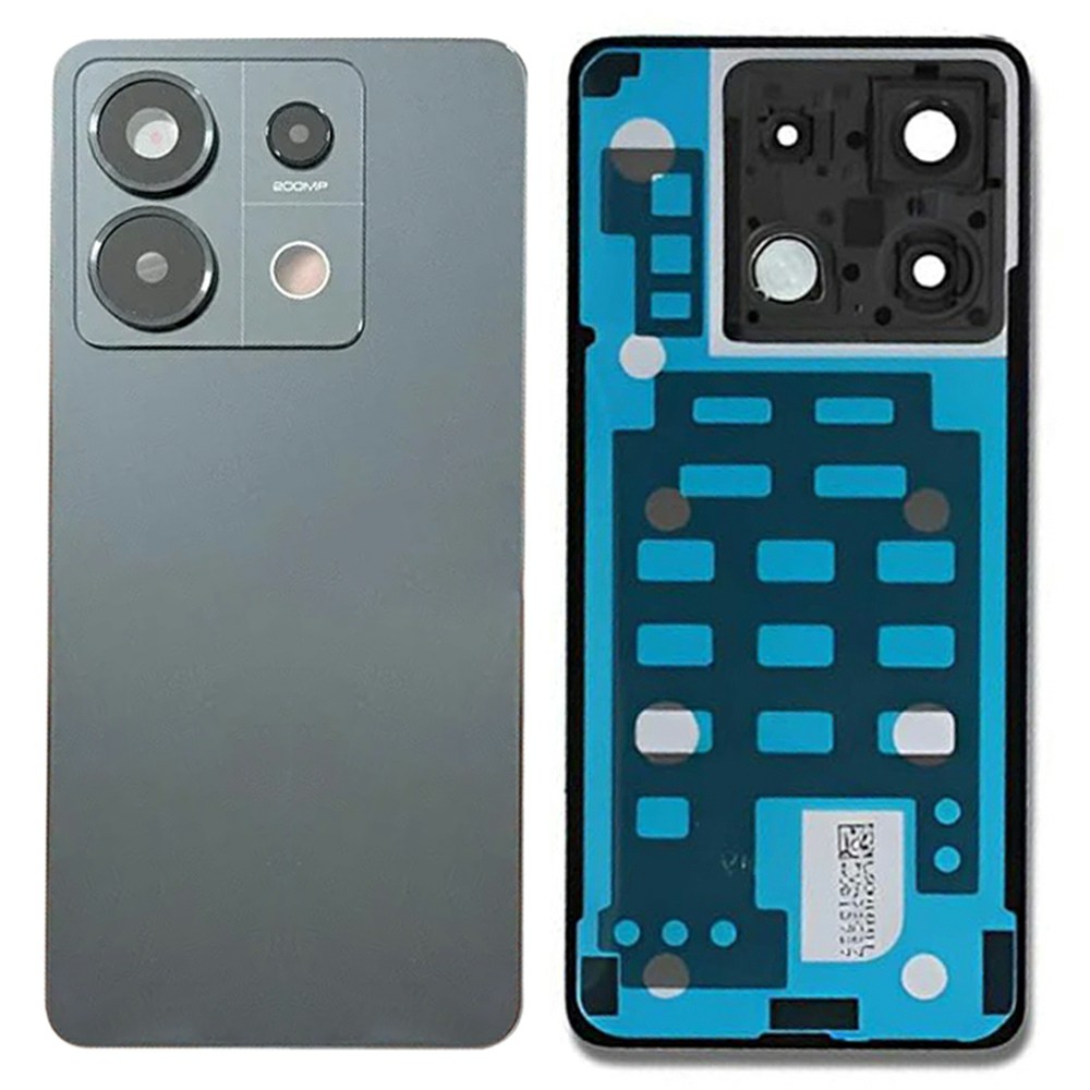 For Xiaomi Redmi Note 13 Pro 5G Back Battery Housing Cover with Camera Ring Lens Cover Spare Part (Without Logo) - Black