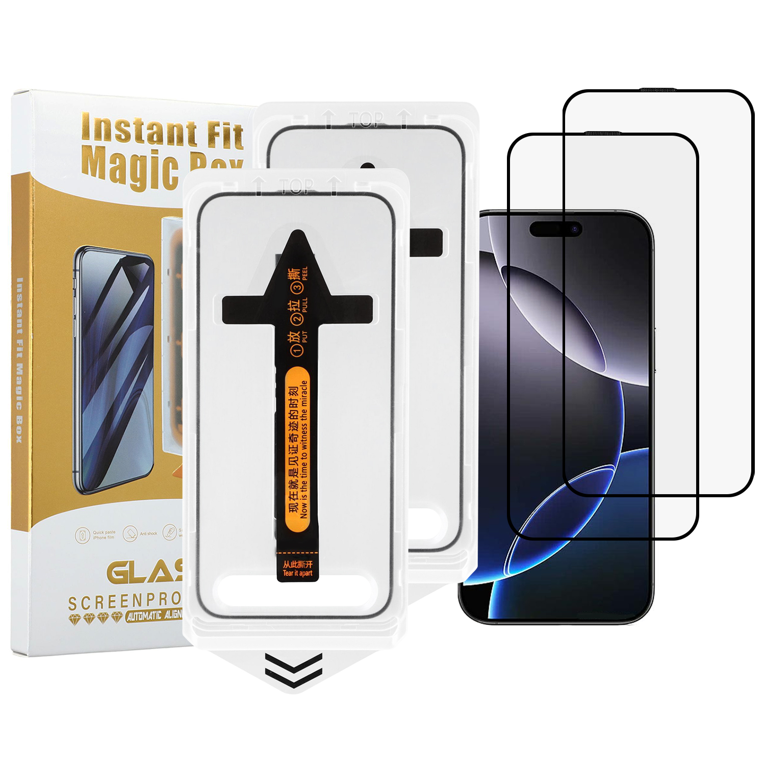 2Pcs For iPhone 16 Pro Max Screen Protector HD Clear High Aluminium Silicon Glass Film with Dust Removal Tool