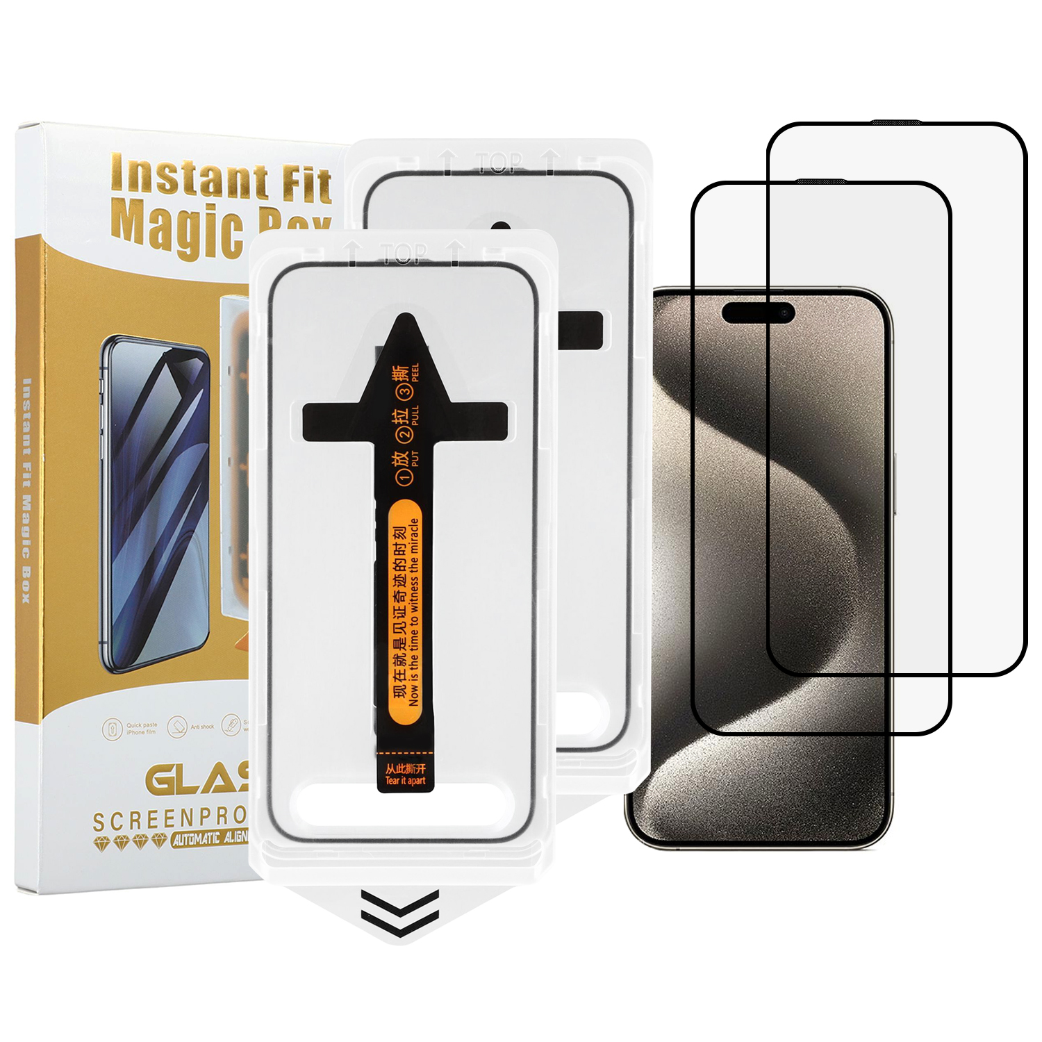 2Pcs For iPhone 15 Screen Protector HD Clear High Aluminium Silicon Glass Film with Dust Removal Tool