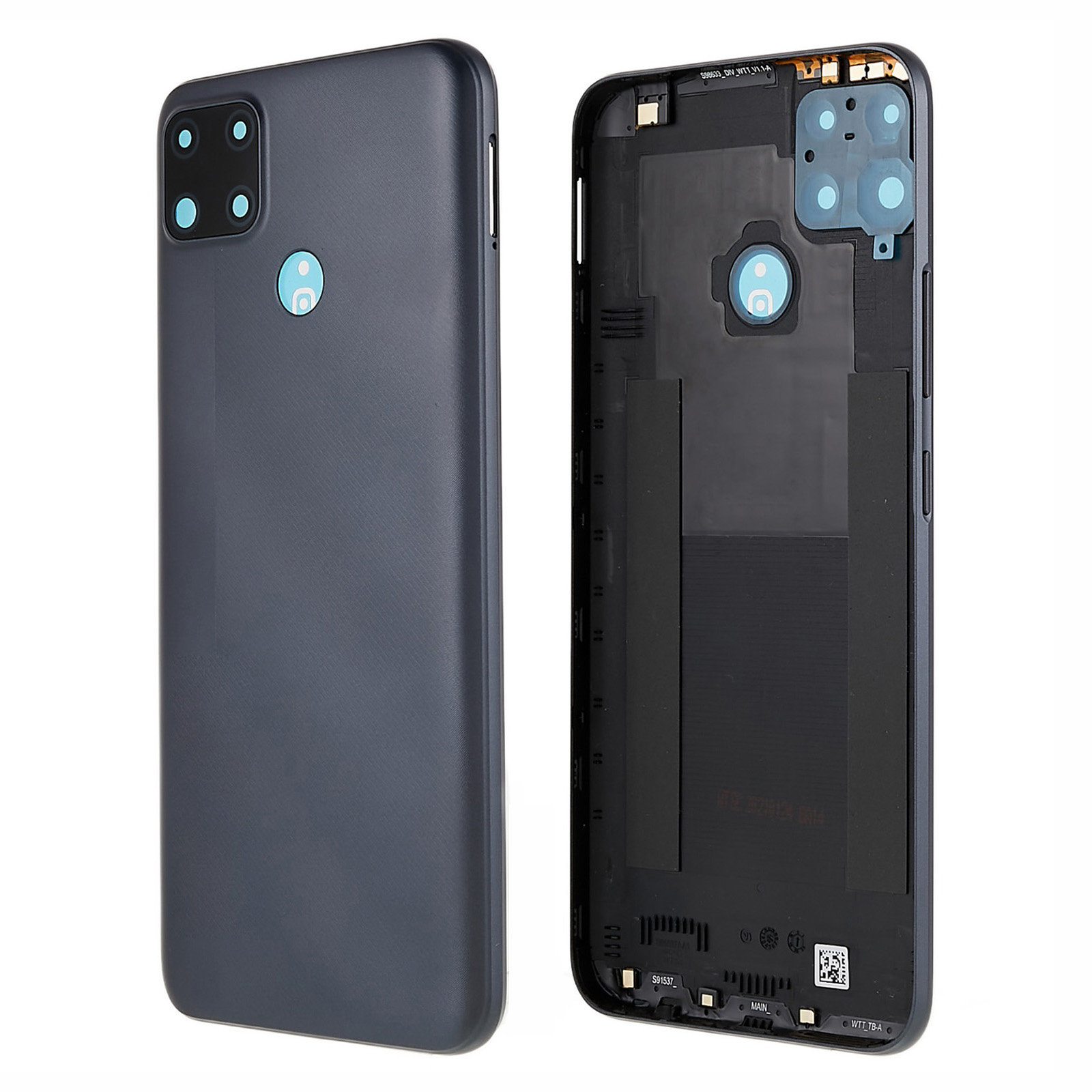 For Realme C25 Back Battery Housing Cover with Camera Ring Lens Cover Spare Part, Grey