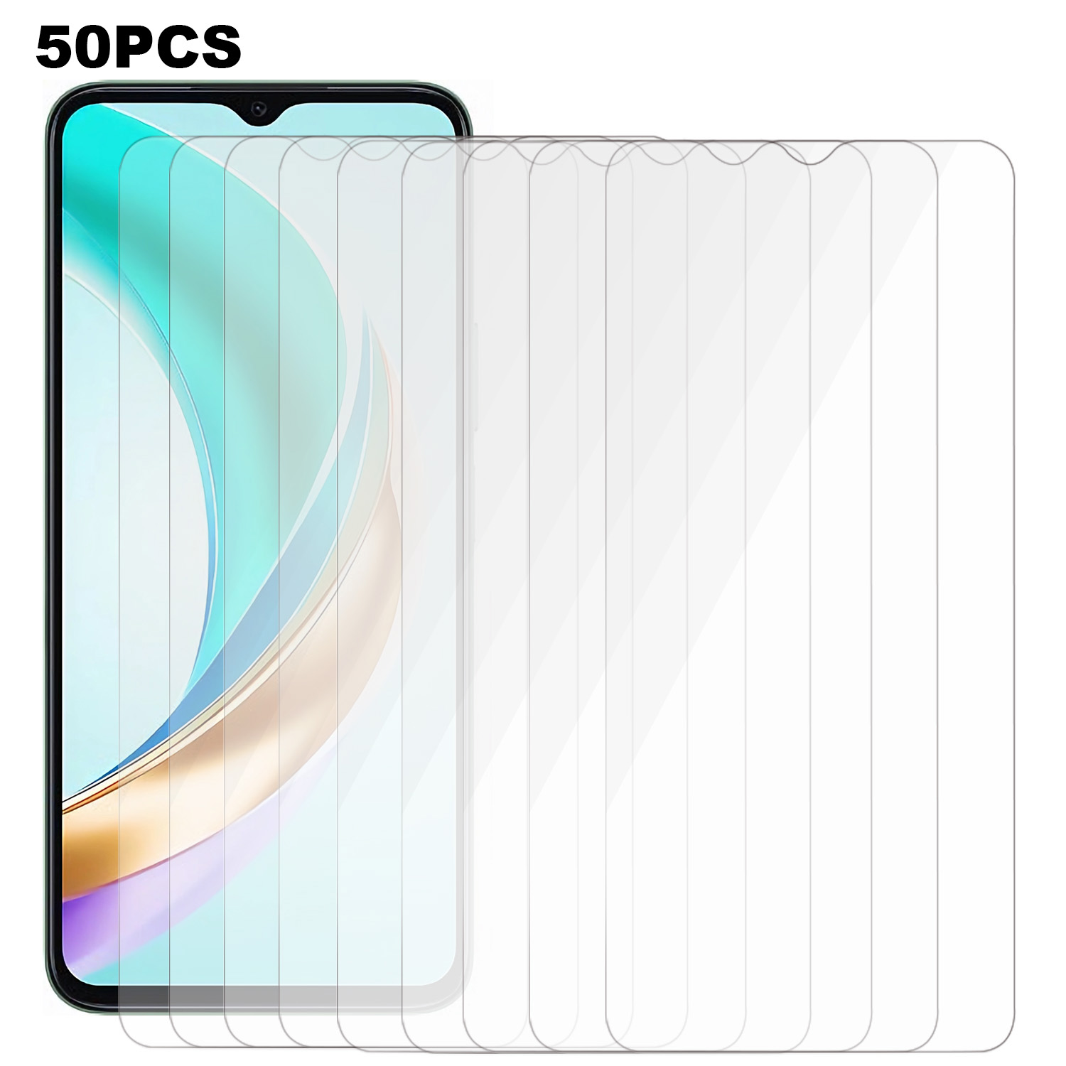 50Pcs For Honor X6b 4G Screen Protector Anti-Scratch Tempered Glass Film (No Package, with Wipes Set, Dust-absorber, Guide Sticker)