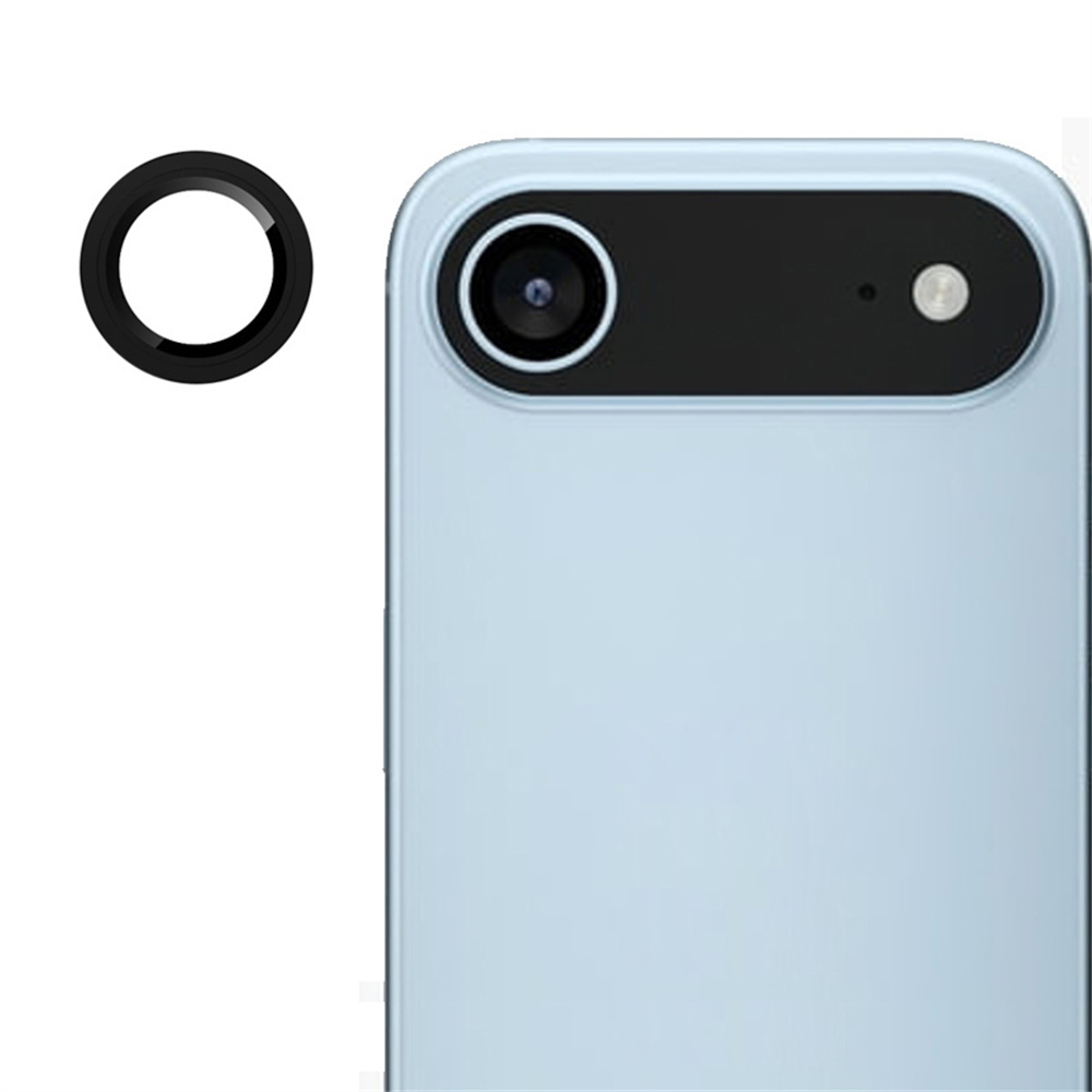 RURIHAI For iPhone Air Camera Lens Protector Tempered Glass Metal Ring Lens Film - Black