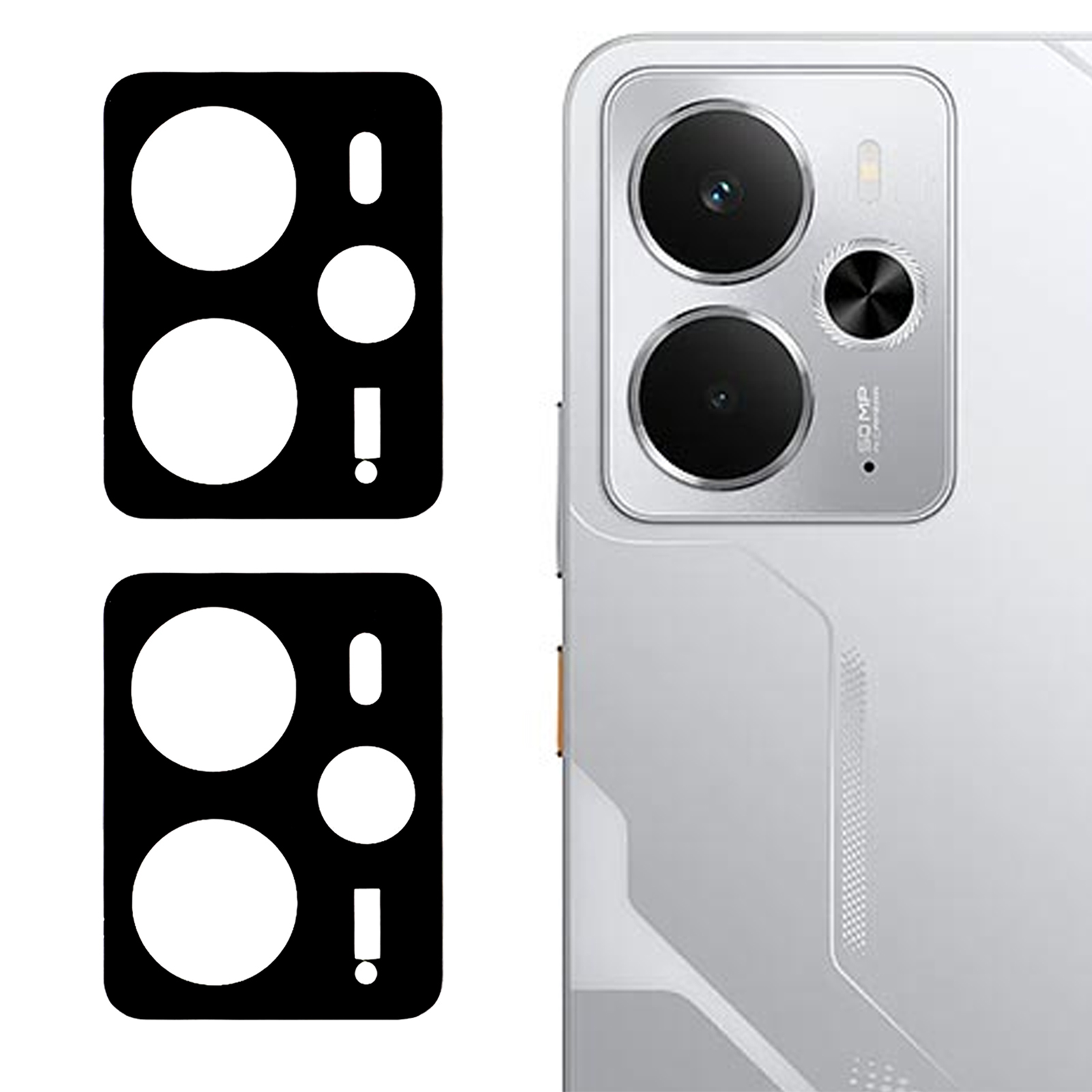 2Pcs For Realme 14 5G Camera Lens Protector Silk Printing Lens Film 3D Arc Edge