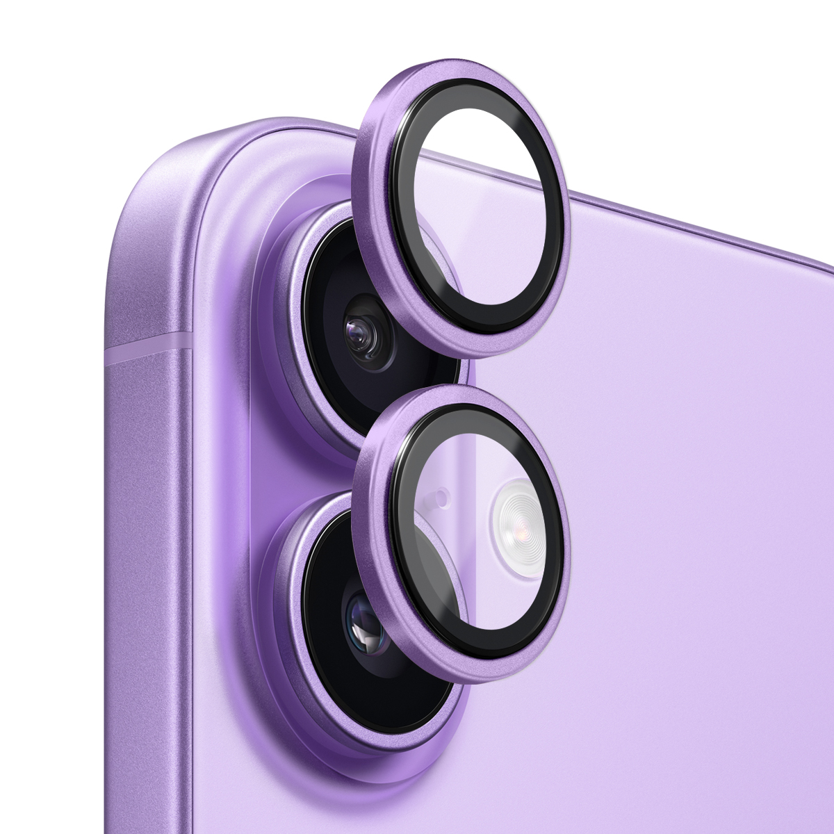 NORTHJO For iPhone 17 Camera Lens Protector Tempered Glass Lens Film Metal Ring Guard 1:1 Original Design - Purple