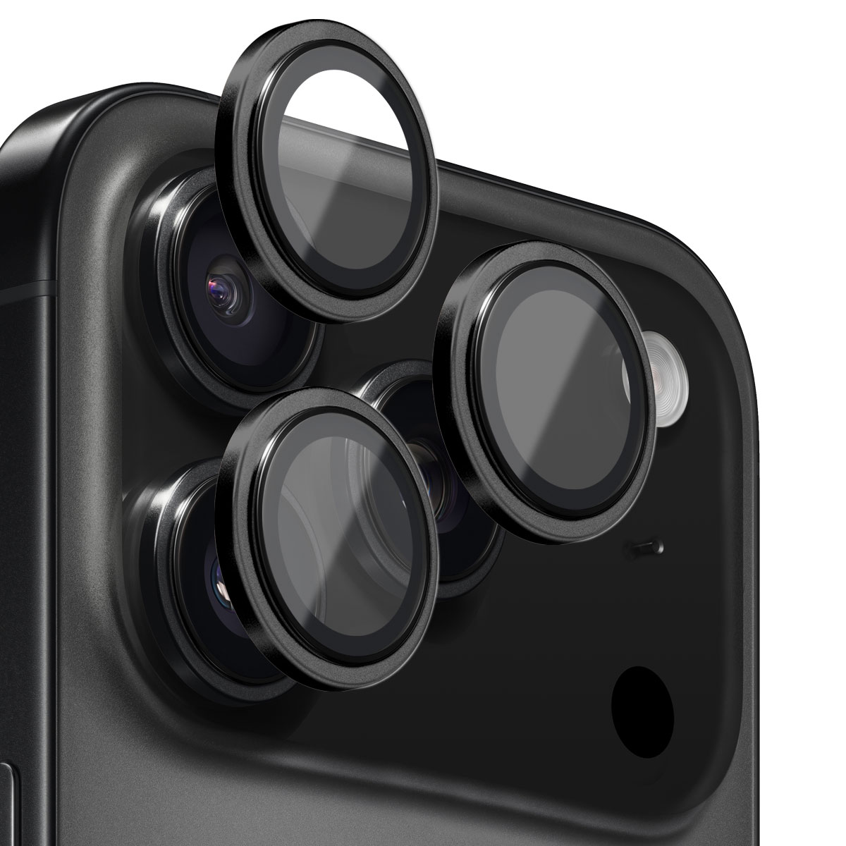 NORTHJO For iPhone 17 Pro Max / 17 Pro Camera Lens Protector Tempered Glass Lens Film Metal Ring Guard 1:1 Original Design - Black
