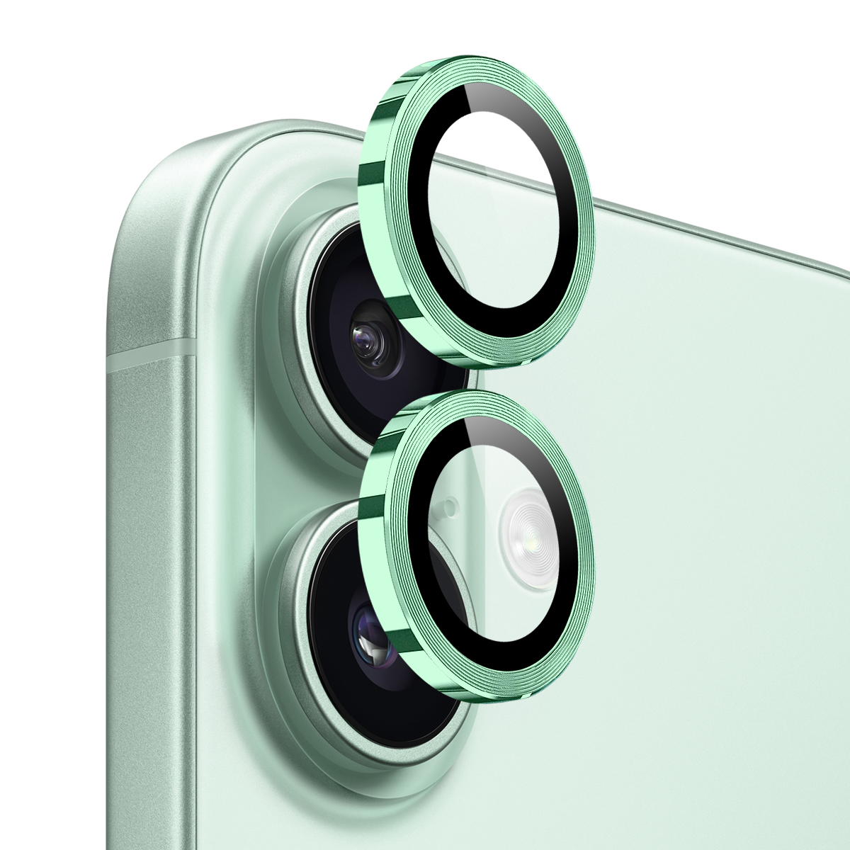 NORTHJO 1 Set For iPhone 17 Tempered Glass Camera Lens Film CD Veins Metal Ring Lens Guard - Green