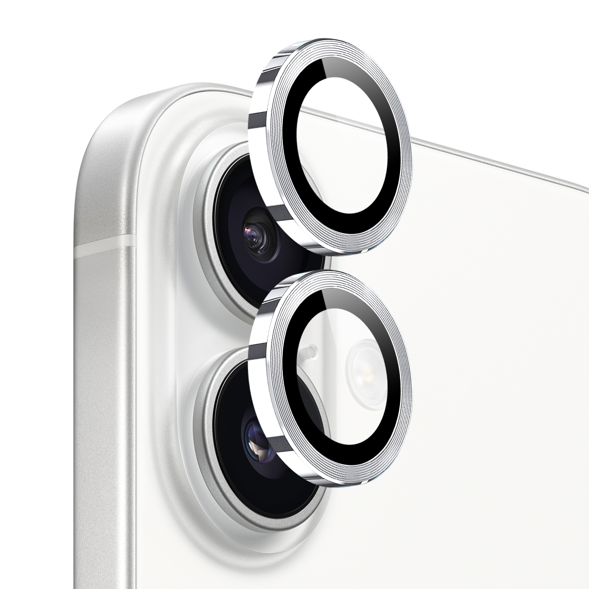 NORTHJO 1 Set For iPhone 17 Tempered Glass Camera Lens Film CD Veins Metal Ring Lens Guard - Silver