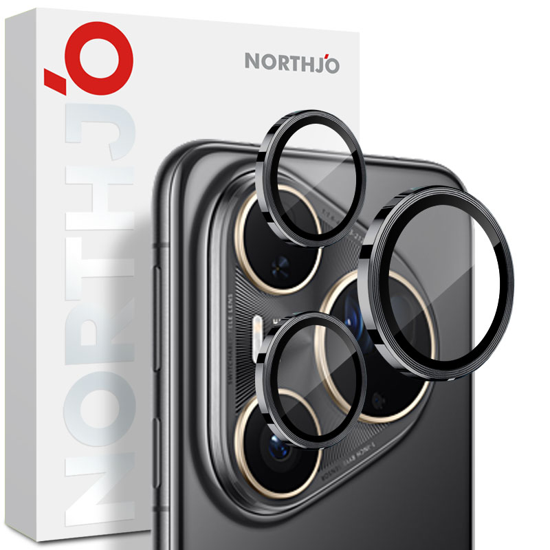 NORTHJO 1 Set For Huawei Pura 80 Ultra Tempered Glass Camera Lens Film CD Veins Metal Ring Lens Guard - Black
