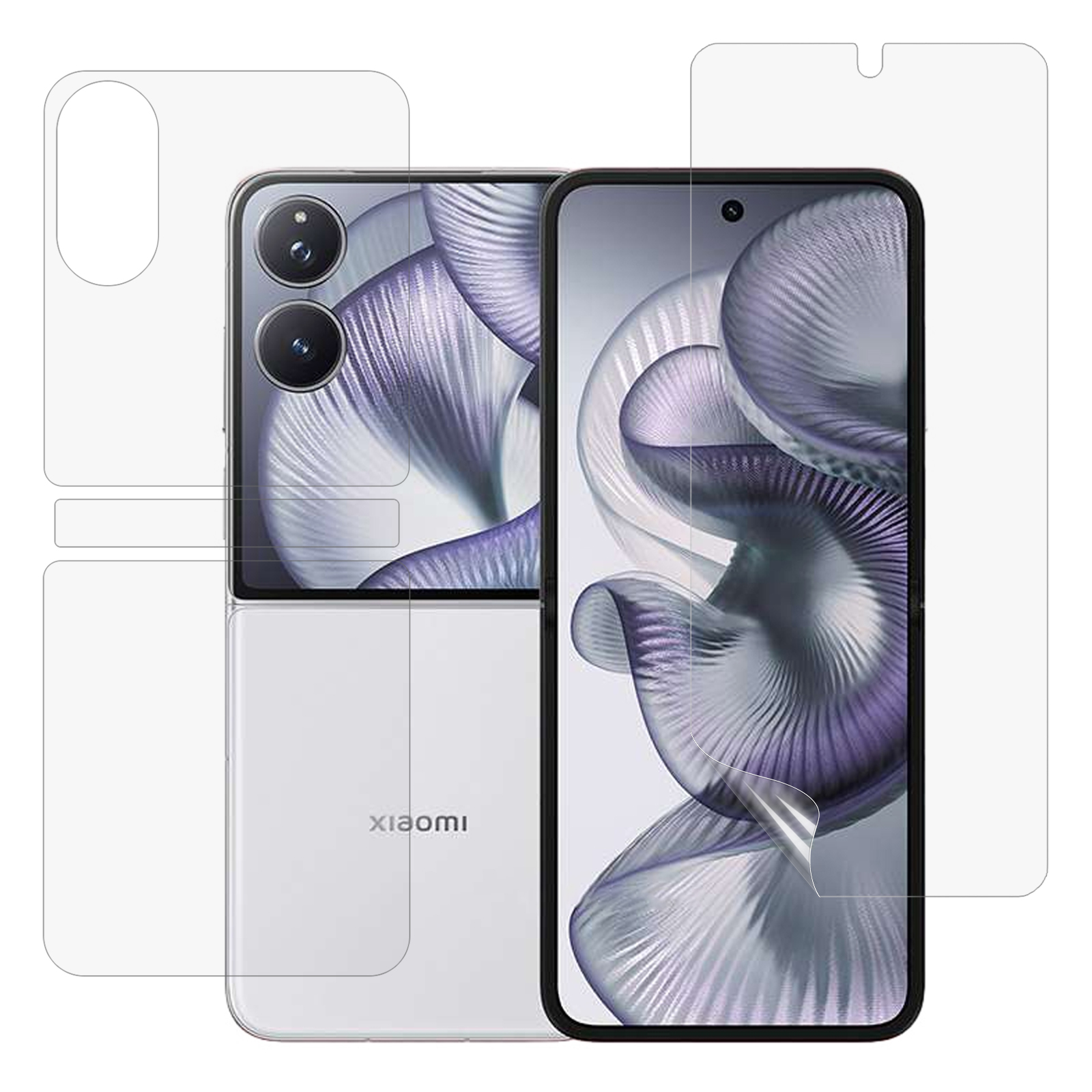 1 Set For Xiaomi Mix Flip 2 Screen Protector Inside + Front + Back Cover Matte TPU Film