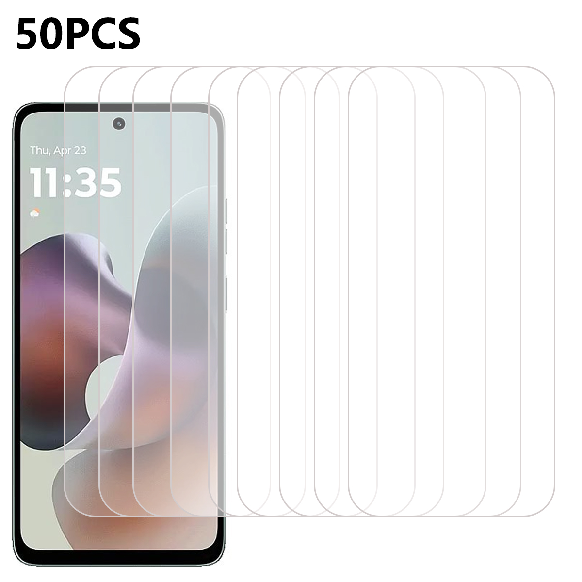 50Pcs For Motorola Moto G56 5G Screen Protector Anti-Scratch Tempered Glass Film (No Package, with Wipes Set, Dust-absorber, Guide Sticker)