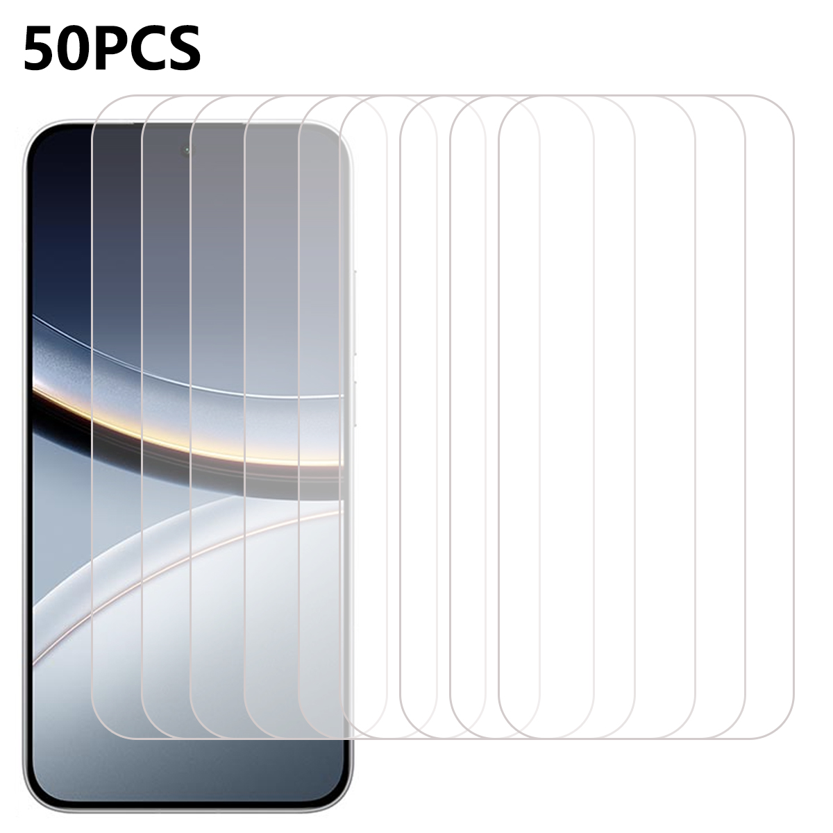50Pcs For Xiaomi Poco F7 5G / Redmi Turbo 4 Pro 5G Screen Protector Anti-Scratch Tempered Glass Film (No Package, with Wipes Set, Dust-absorber, Guide