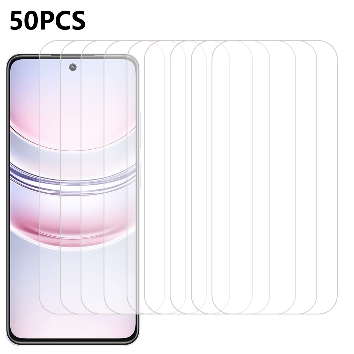 50Pcs For Realme C73 5G Screen Protector Anti-Scratch Tempered Glass Film (No Package, with Wipes Set, Dust-absorber, Guide Sticker)
