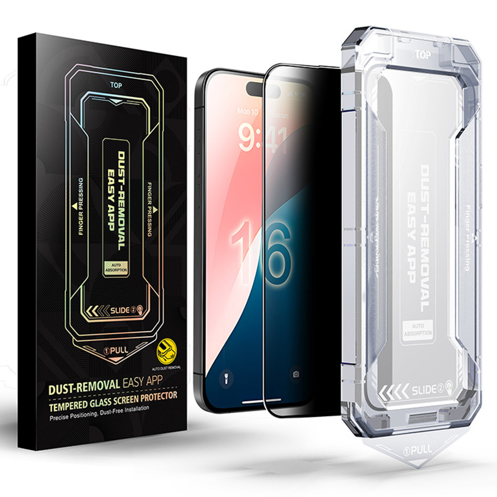 For iPhone 17 Pro Max Anti-Spy Full Screen Protector Auto-Dust Removal Tempered Glass Film