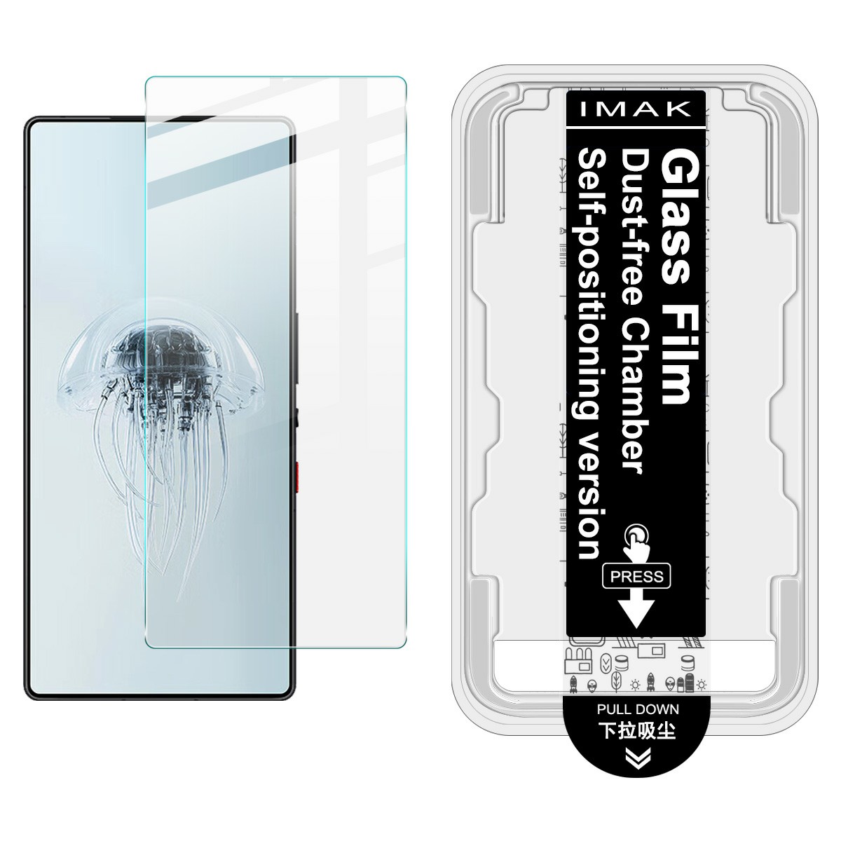 IMAK H Series Tempered Glass Film for ZTE nubia Red Magic 10 Pro+ 5G / 10 Pro 5G / 10S Pro 5G / 10S Pro+ 5G Screen Protector with Auto Dust-Remove Too