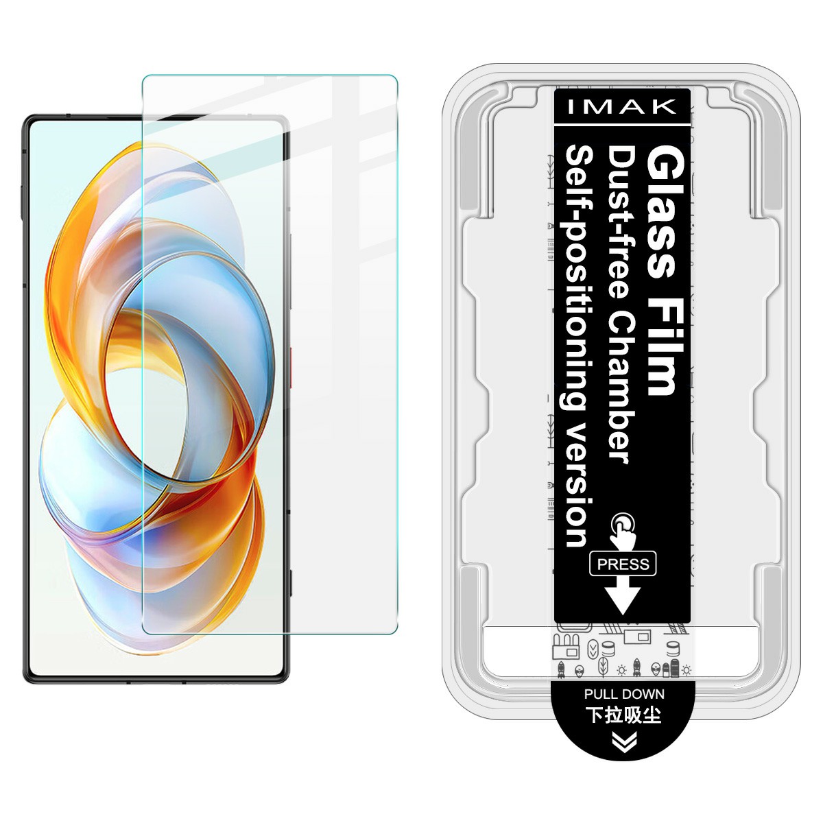 IMAK H Series For ZTE nubia Z70 Ultra 5G / Z70S Ultra 5G Tempered Glass Screen Protector Easy Installation Film with Auto Dust-Remove Tool Kit (Finger