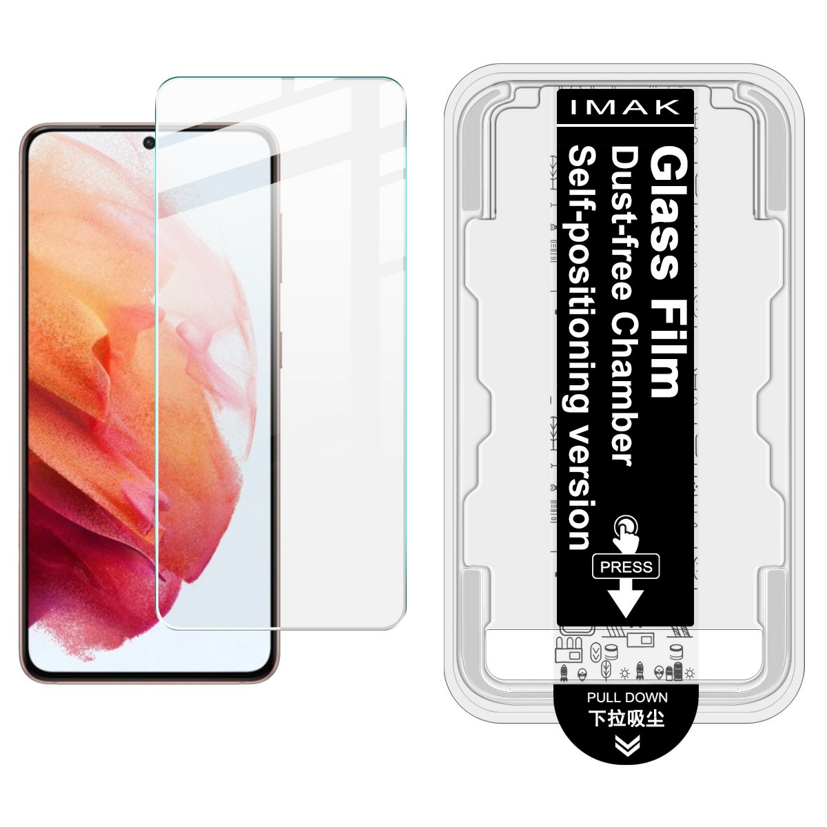 IMAK H Series For Samsung Galaxy S21 5G / 4G Tempered Glass Screen Protector Easy Installation Film with Auto Dust-Remove Tool Kit (Fingerprint Unlock
