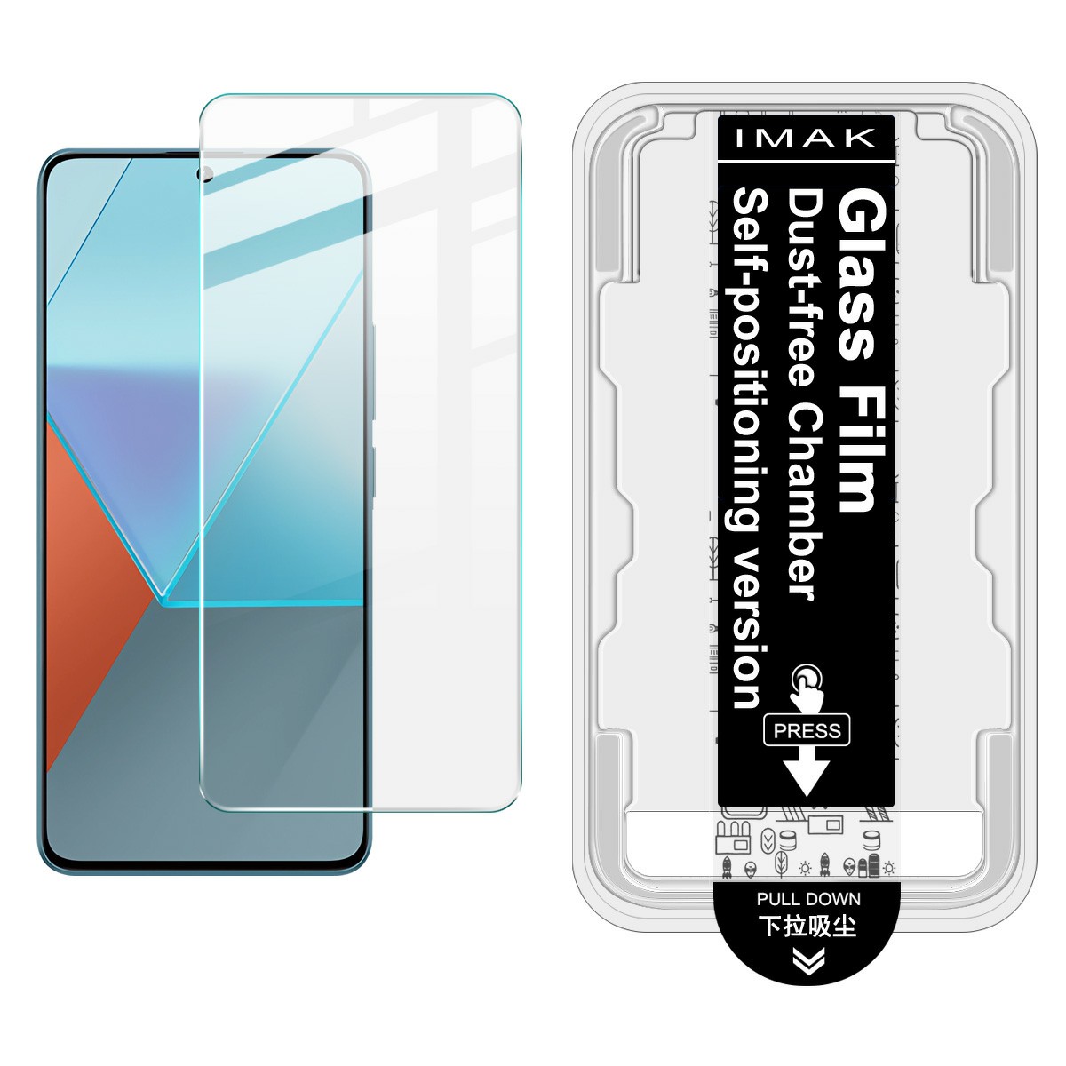 IMAK H Series Tempered Glass Film for Xiaomi Poco X6 5G / Poco X6 Neo 5G / Redmi Note 13 Pro 5G Screen Protector with Auto Dust-Remove Tool Kit (Finge