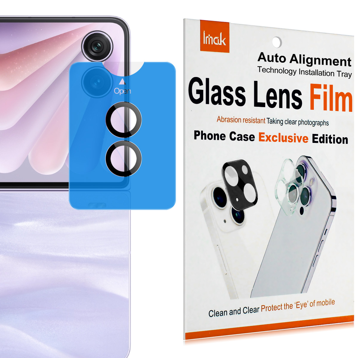 IMAK For Honor Magic V Flip 2 Tempered Glass Camera Lens Protector with Self Positioning Frame (Complete Covering)