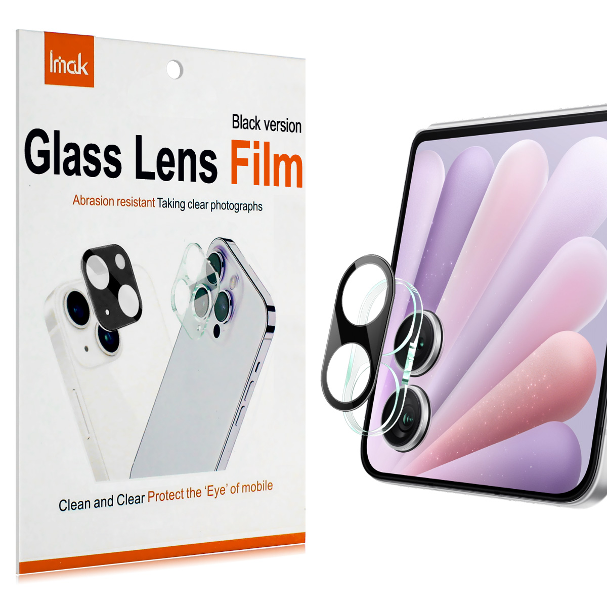 IMAK For Honor Magic V Flip 2 Tempered Glass Lens Film + Acrylic Cap (Black Version)