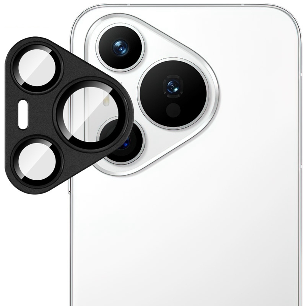 IMAK For Huawei Pura 70 Camera Lens Film Metal Lens Cap + Tempered Glass Lens Protector - Black