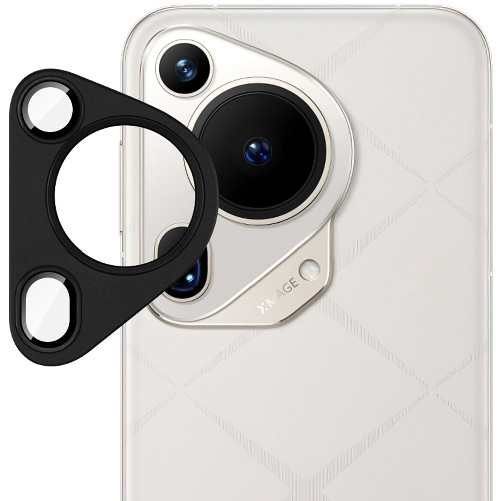 IMAK For Huawei Huawei Pura 70 Ultra Camera Lens Film Metal Lens Cap + Tempered Glass Lens Protector - Black