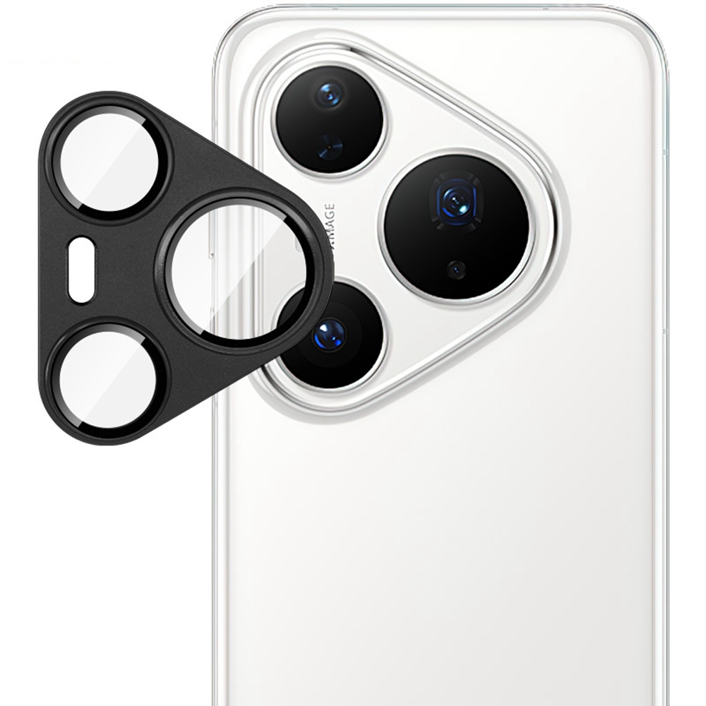 IMAK For Huawei Pura 80 Pro / Pura 80 Pro+ Camera Lens Film Metal Lens Cap + Tempered Glass Lens Protector - Black