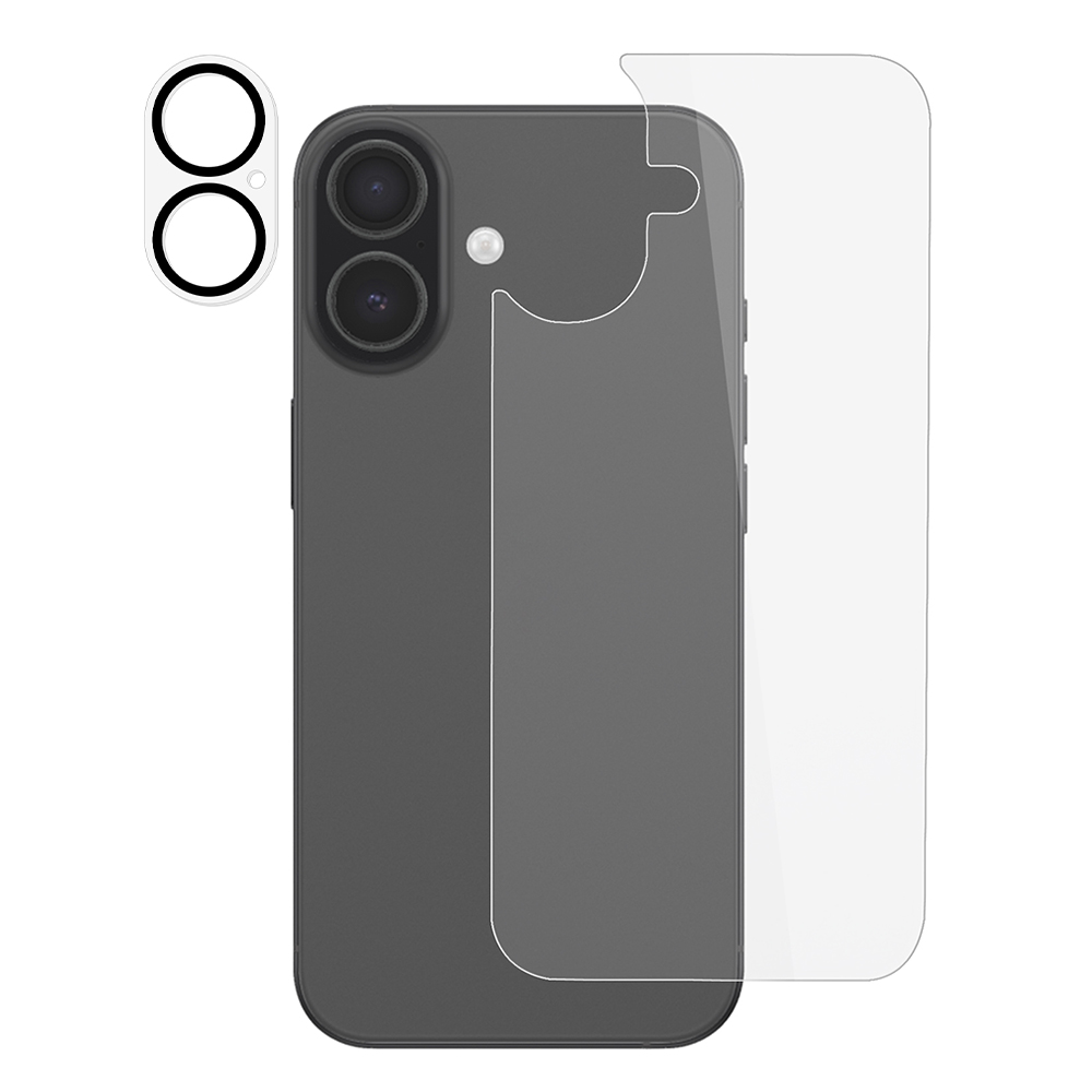 For iPhone 17 Tempered Glass Back Film 2.5D Arc Edge Back Protector + Black Circle Lens Film